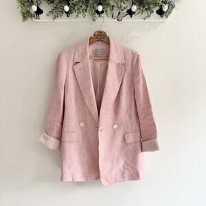 Hobbs London 100% Linen Pink Blazer Size 8 KD